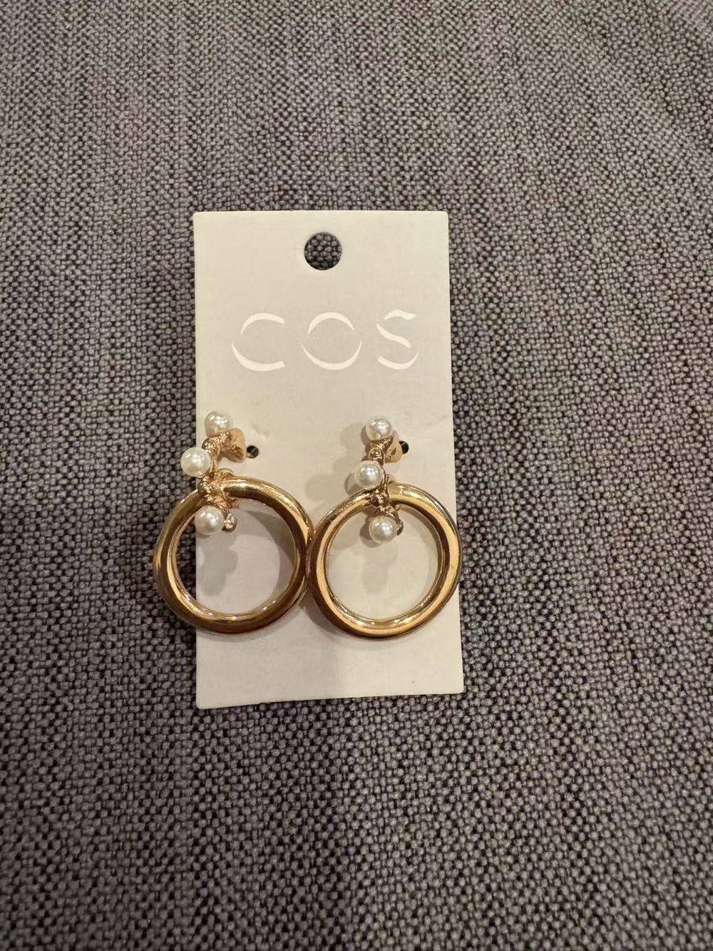 COS Gold Hoop Earrings with Pearl Accents